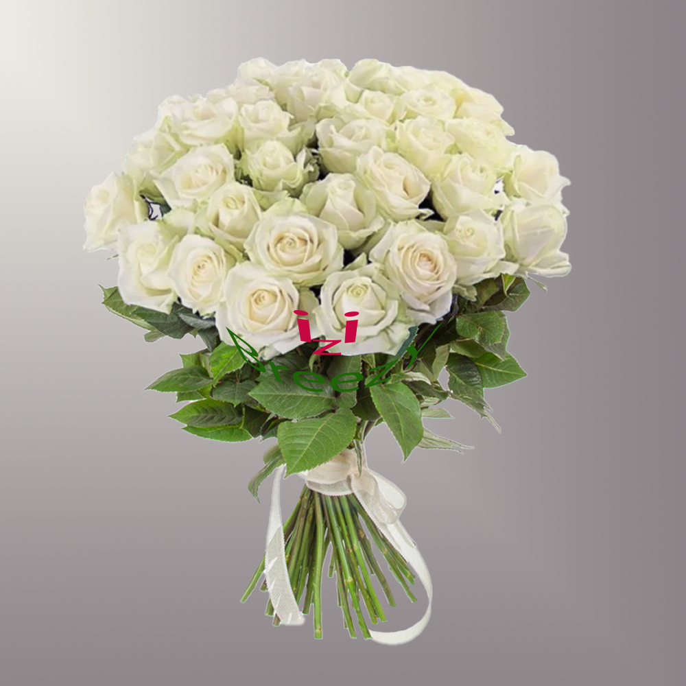 Букет из 25 белых роз (60см) в Самаре Букет из 25 белых роз (60см) купить