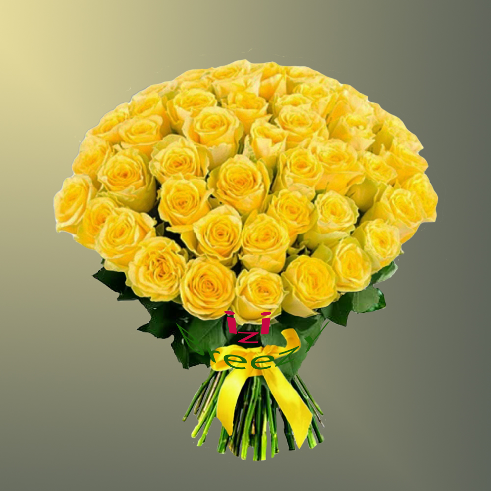 Букет из 51 желтой розы (70см) купить 
