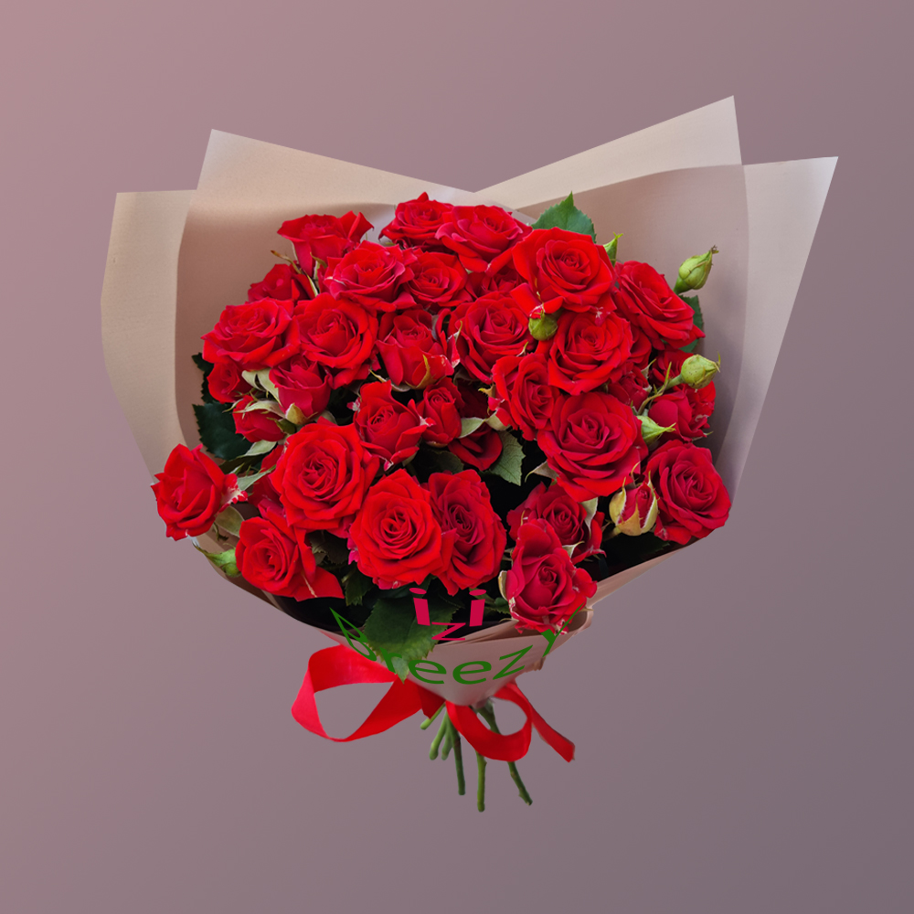 Букет из 11 кустовых красных роз в Казани Букет из 11 кустовых красных роз купить