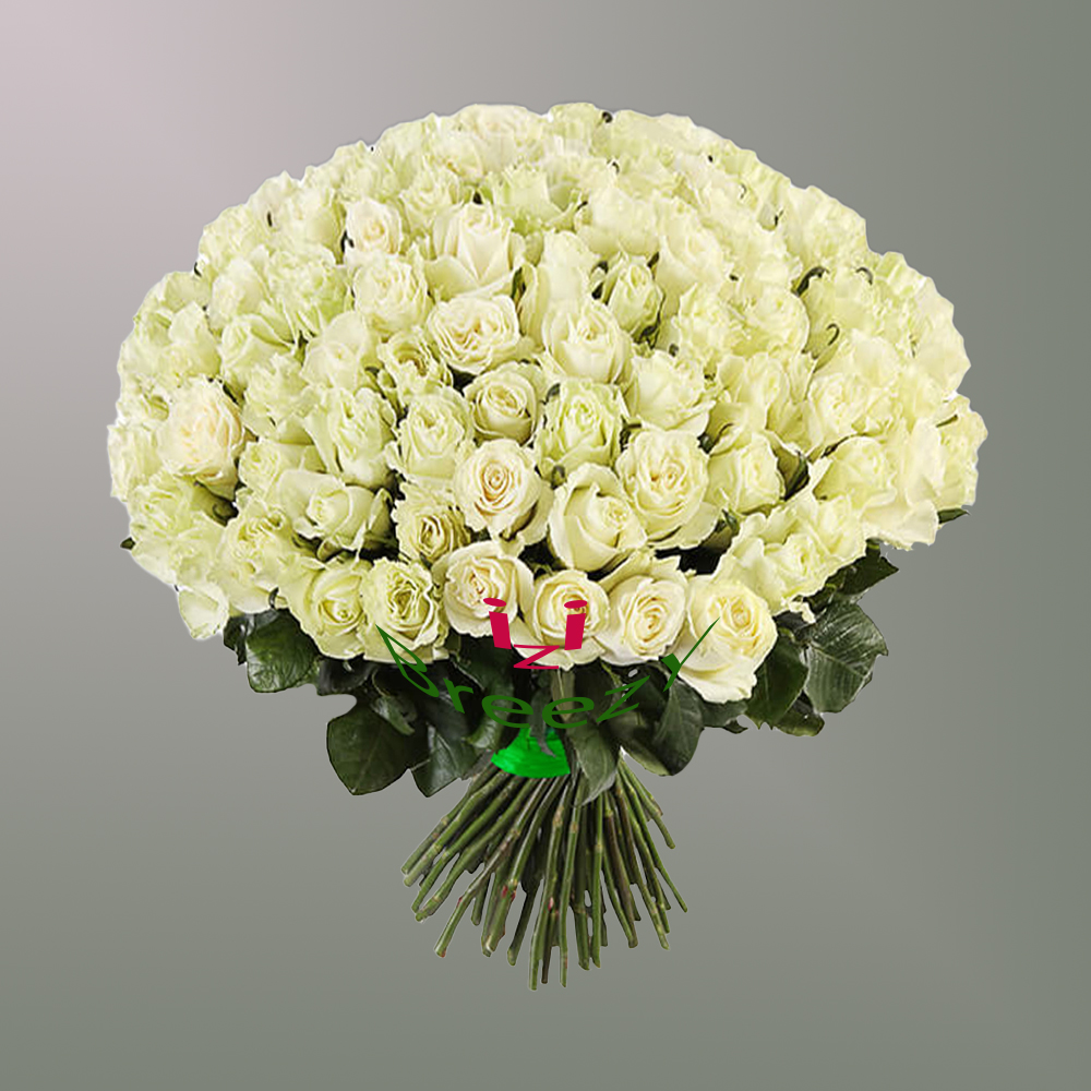 Букет из 101 белой розы (60см) в Санкт-Петербурге Букет из 101 белой розы (60см) купить
