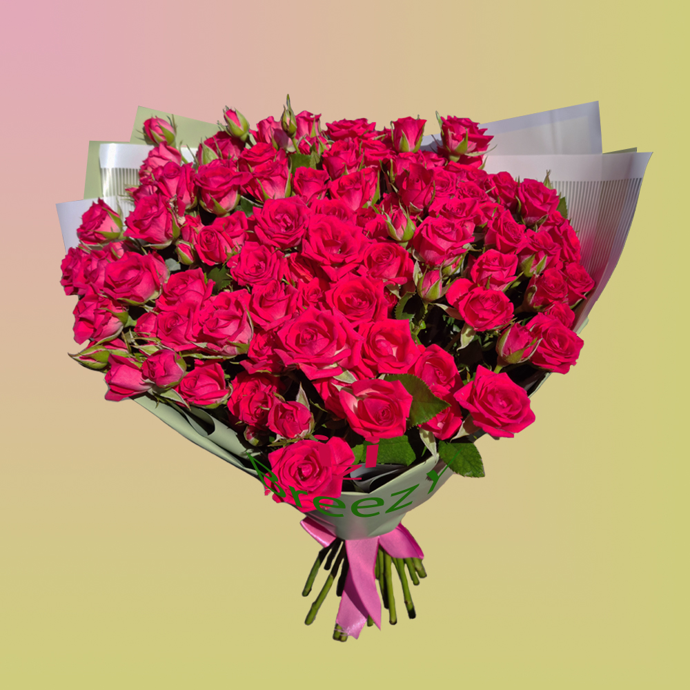Букет из 29 кустовых малиновых роз купить 