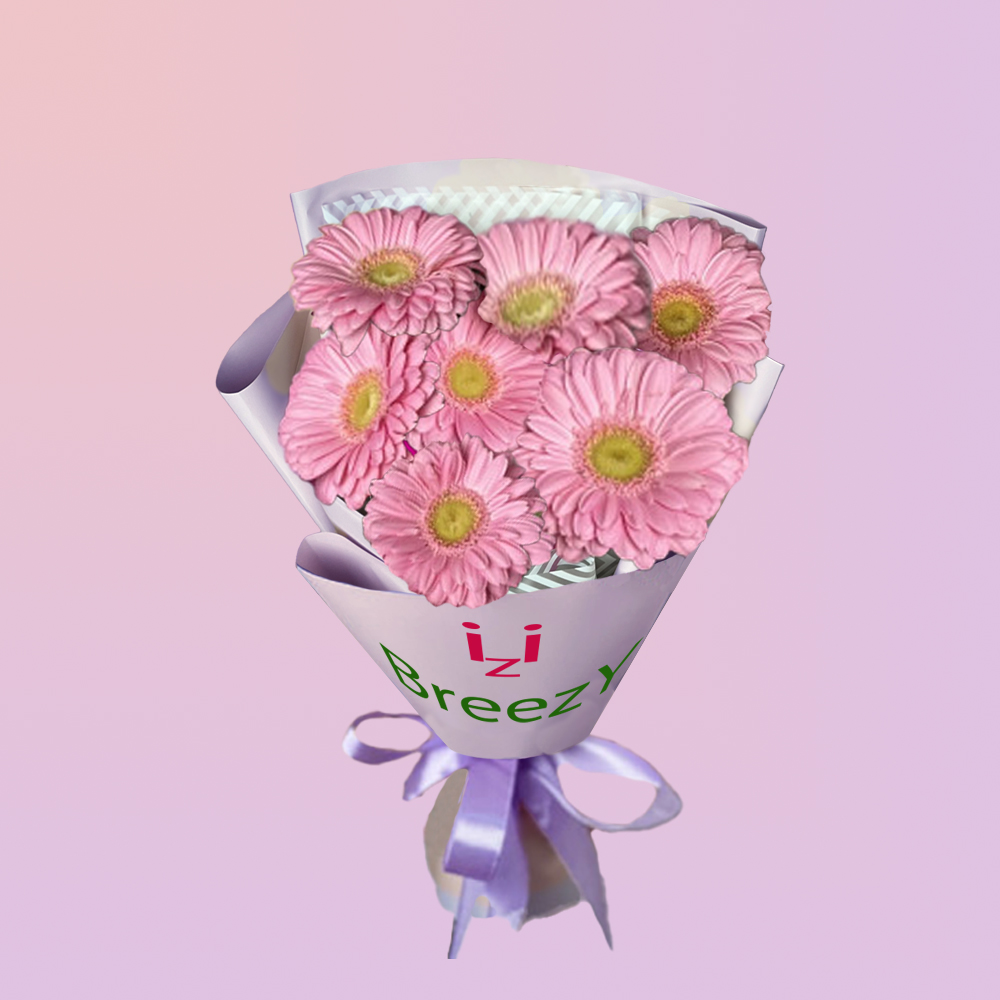 Букет из 7 розовых гербер мини в Санкт-Петербурге Букет из 7 розовых гербер мини купить