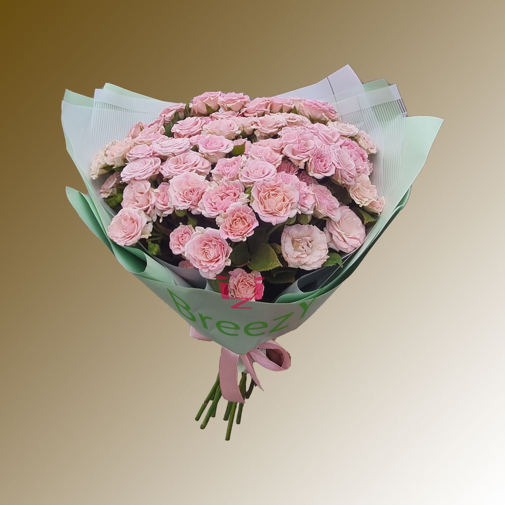 Букет из 17 кустовых розовых роз купить 