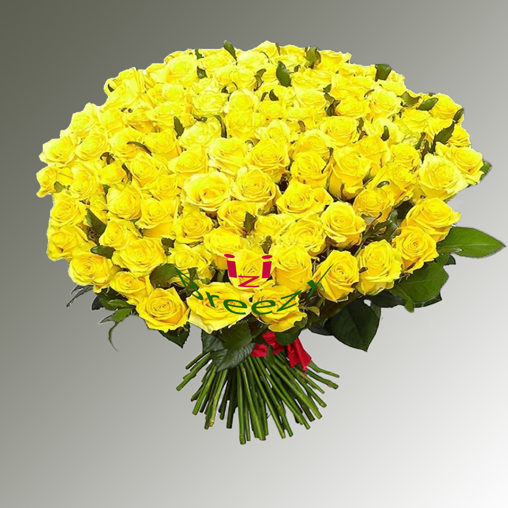 Букет из 101 желтой розы (70см) в Казани Букет из 101 желтой розы (70см) купить