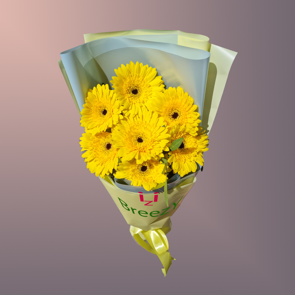 Букет из 7 желтых гербер мини в Санкт-Петербурге Букет из 7 желтых гербер мини купить