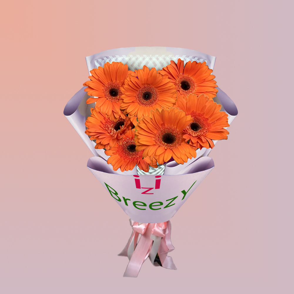 Букет из 7 оранжевых гербер мини в Самаре Букет из 7 оранжевых гербер мини купить