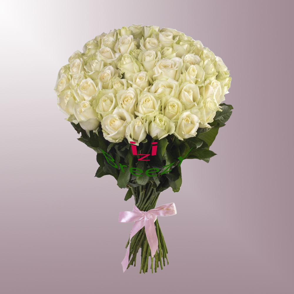 Букет из 51 белой розы (50см) купить 
