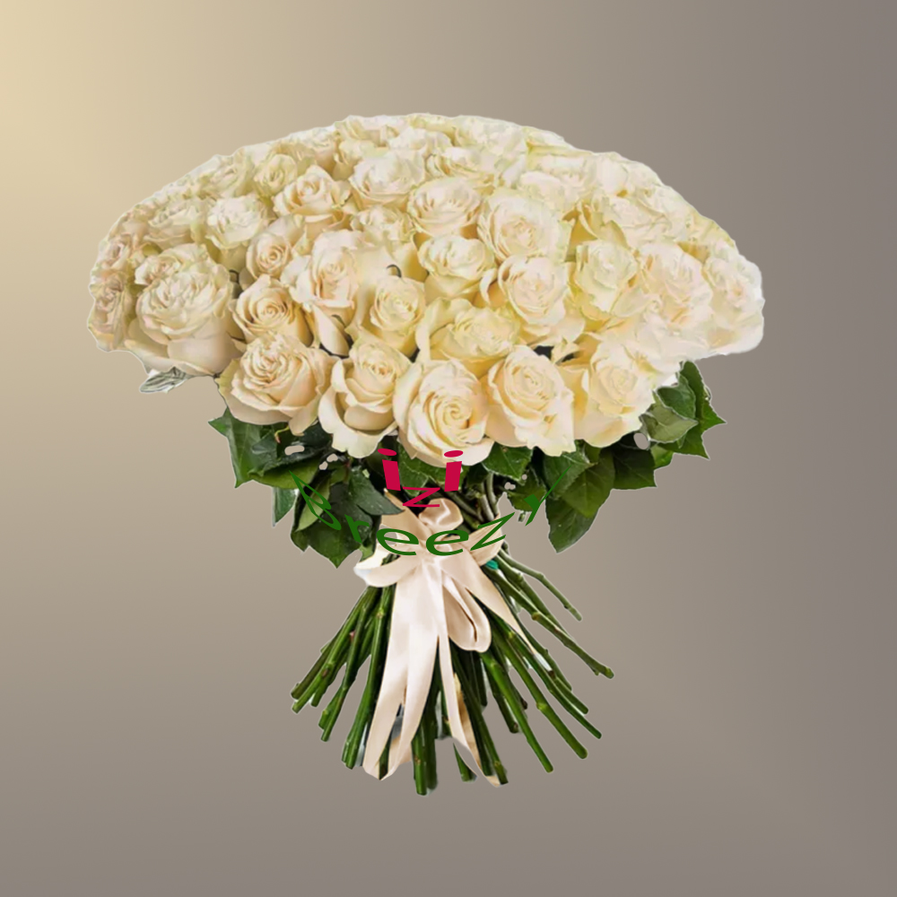Букет из 51 кремовой розы (40см) в Санкт-Петербурге Букет из 51 кремовой розы (40см) купить